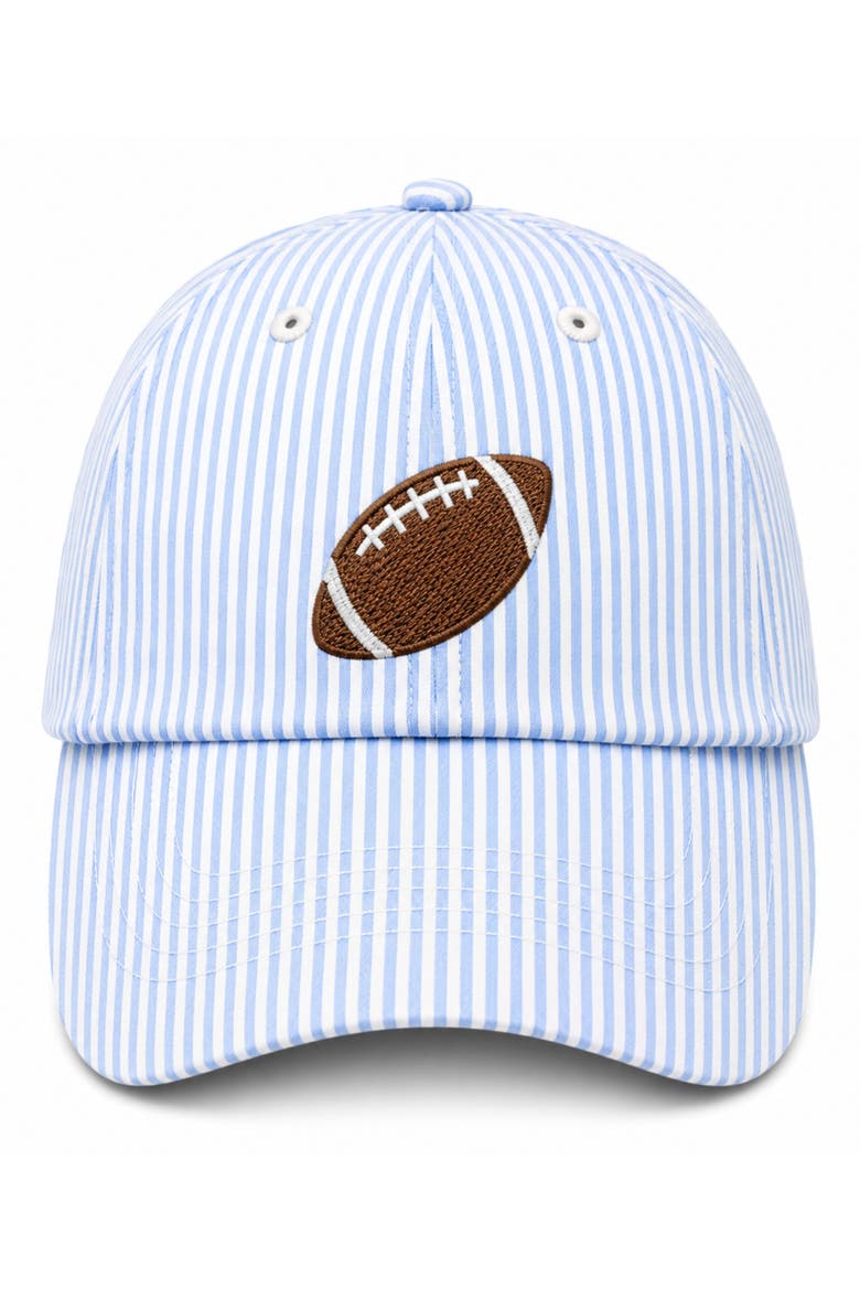 Football Baseball Hat, Main, color, Blue Seersucker