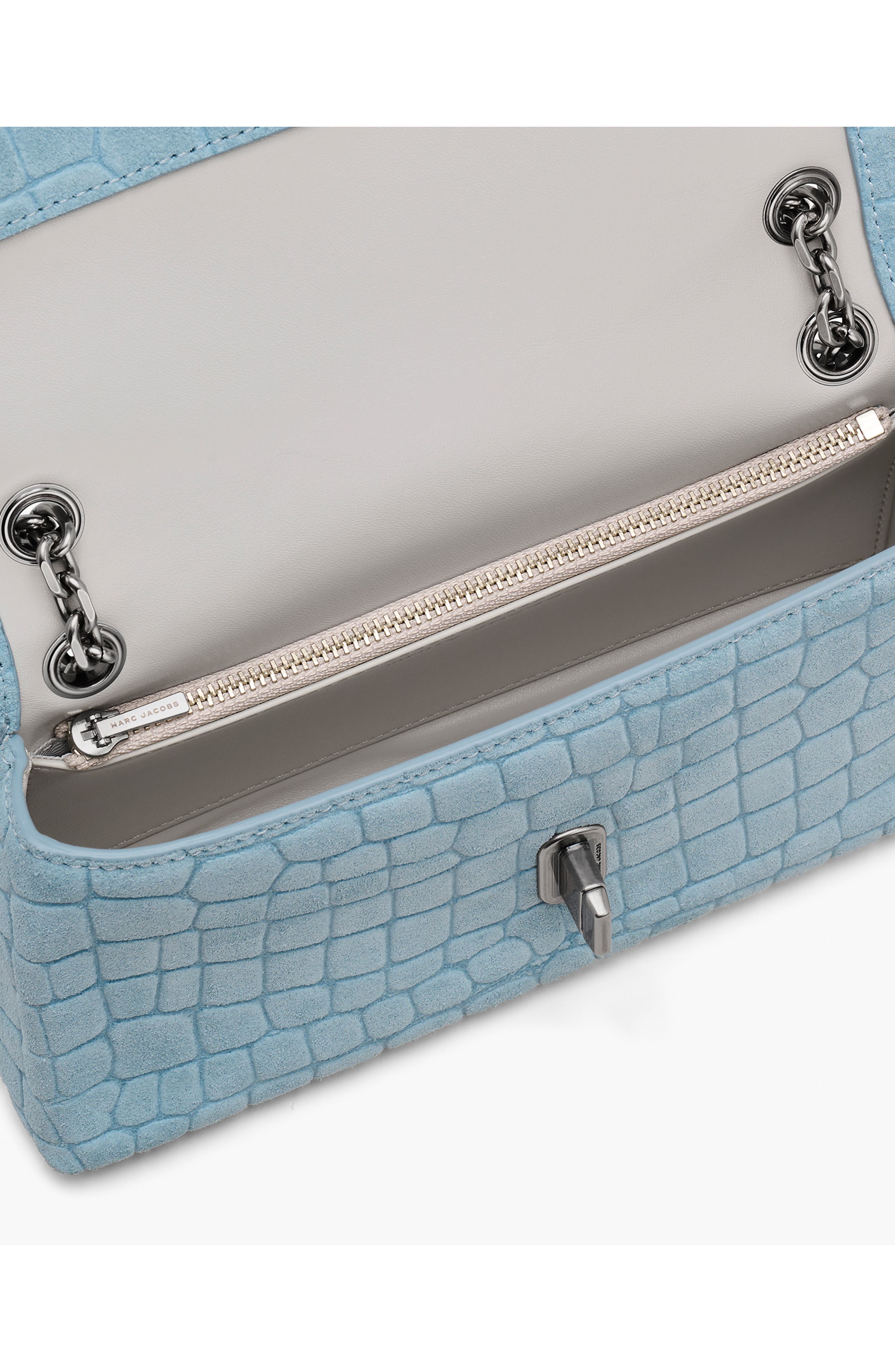 Marc Jacobs The Dual Chain Strap Suede Mini Bag, Alternate, color, Blue Mist