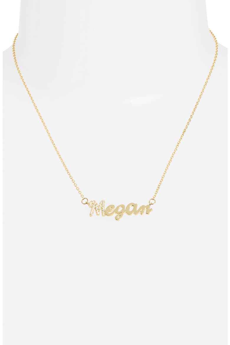 Custom Pavé Script Nameplate Necklace, Alternate, color, GOLD