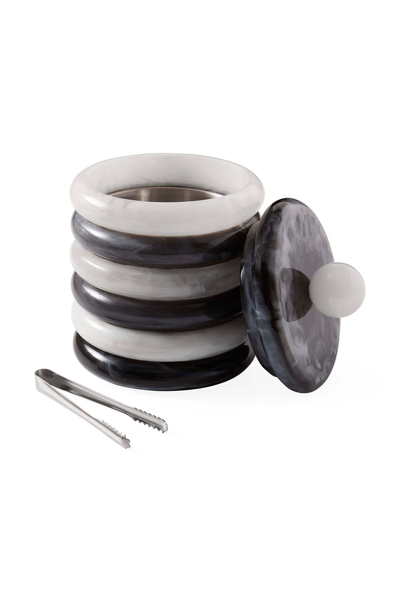 Como Ice Bucket, Alternate, color, Black / White Marble