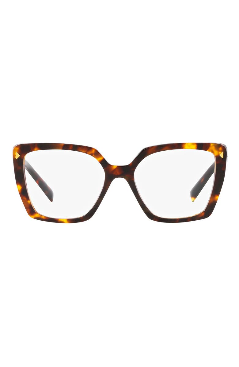 Prada 53mm Square Optical Glasses, Main, color, Havana Transparent