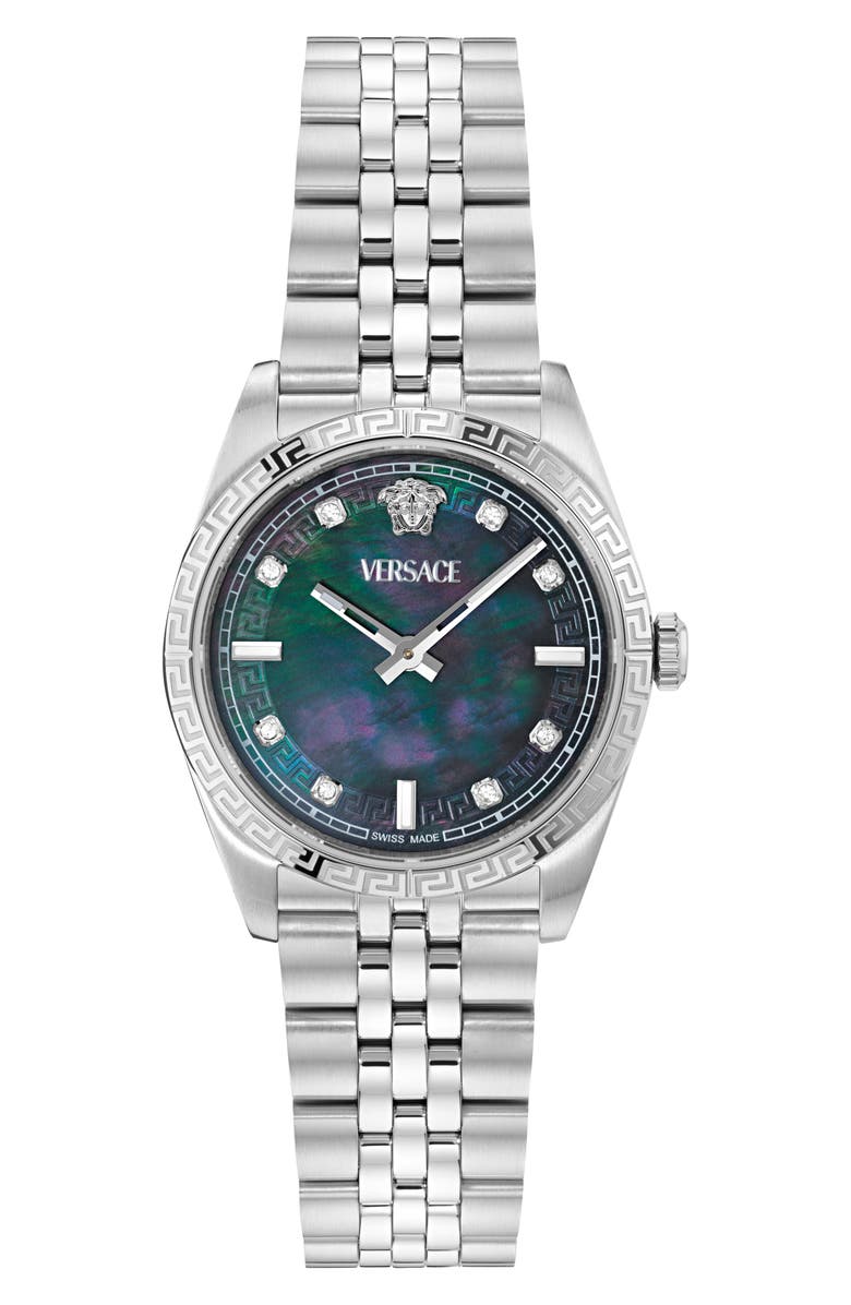 Versace Millenyium Mother-of-Pearl Bracelet Watch, 32mm, Main, color, Stainless Steel