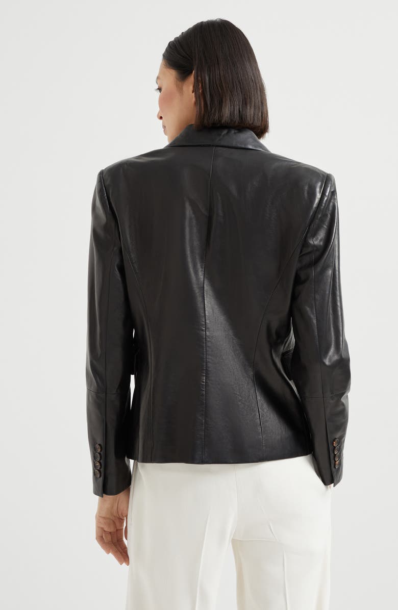 Brunello Cucinelli Nappa leather blazer, Alternate, color, Black