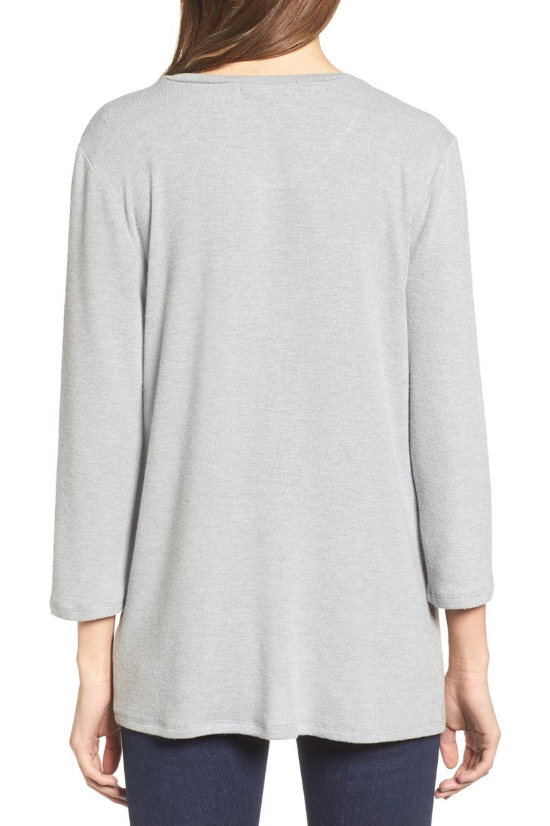 Knot Front Sweater Knit Tee, Alternate, color, GREY