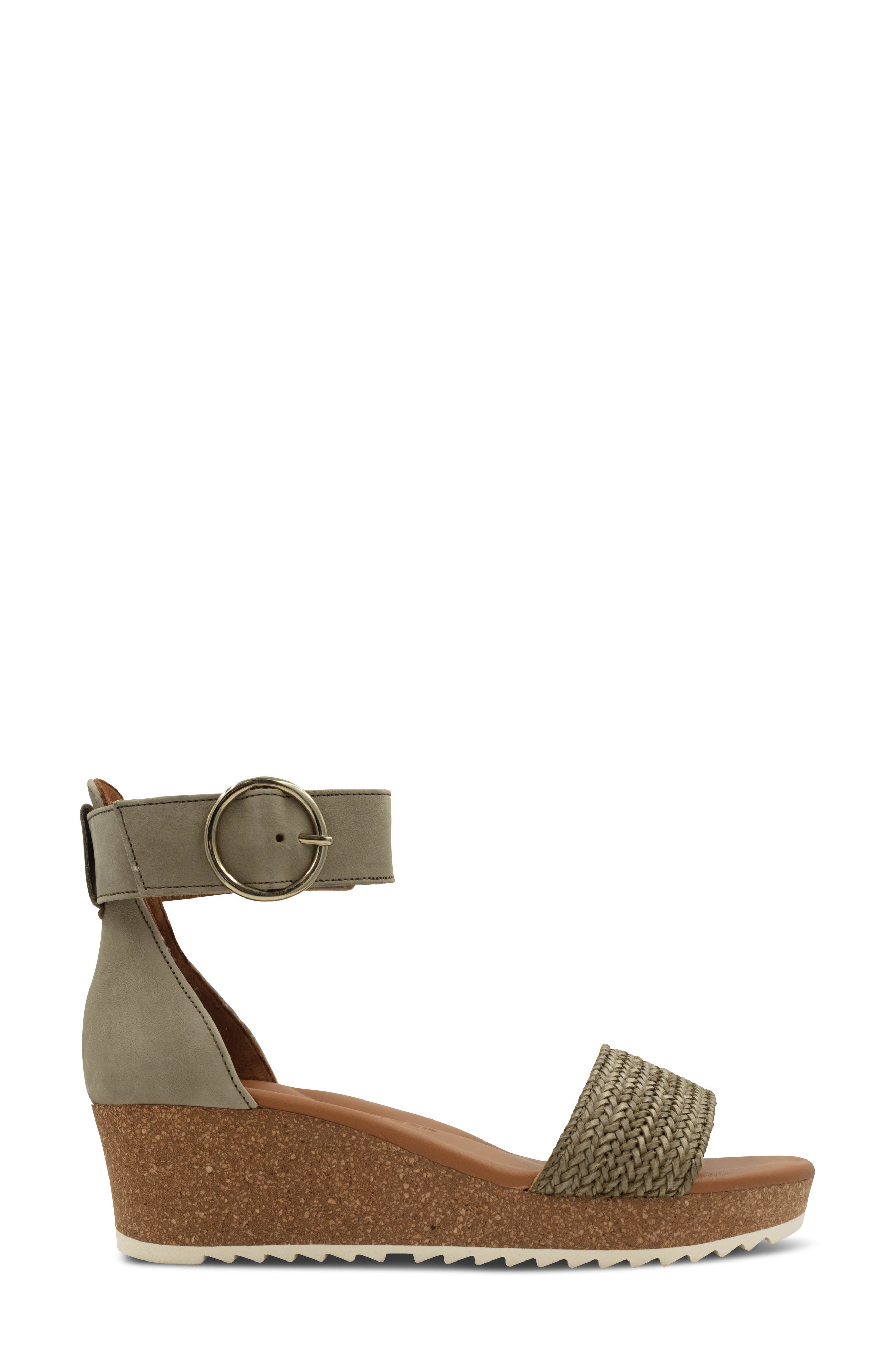 California Wedge Sandal, Alternate, color, HUNTER WOVEN NUBUCK LEATHER