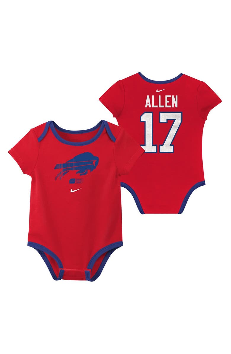 Nike Newborn & Infant Nike Josh Allen Buffalo Bills Name & Number 3-Pack Bodysuit Set, Alternate, color, Royal