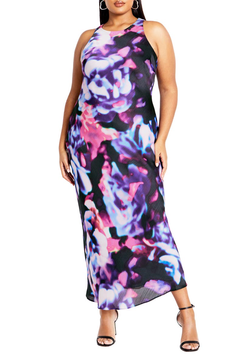 Abstract Print Sleeveless Sheath Dress, Main, color, NEON PRINT