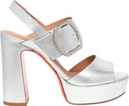 Santoni Women's laminated leather high-heel sandal