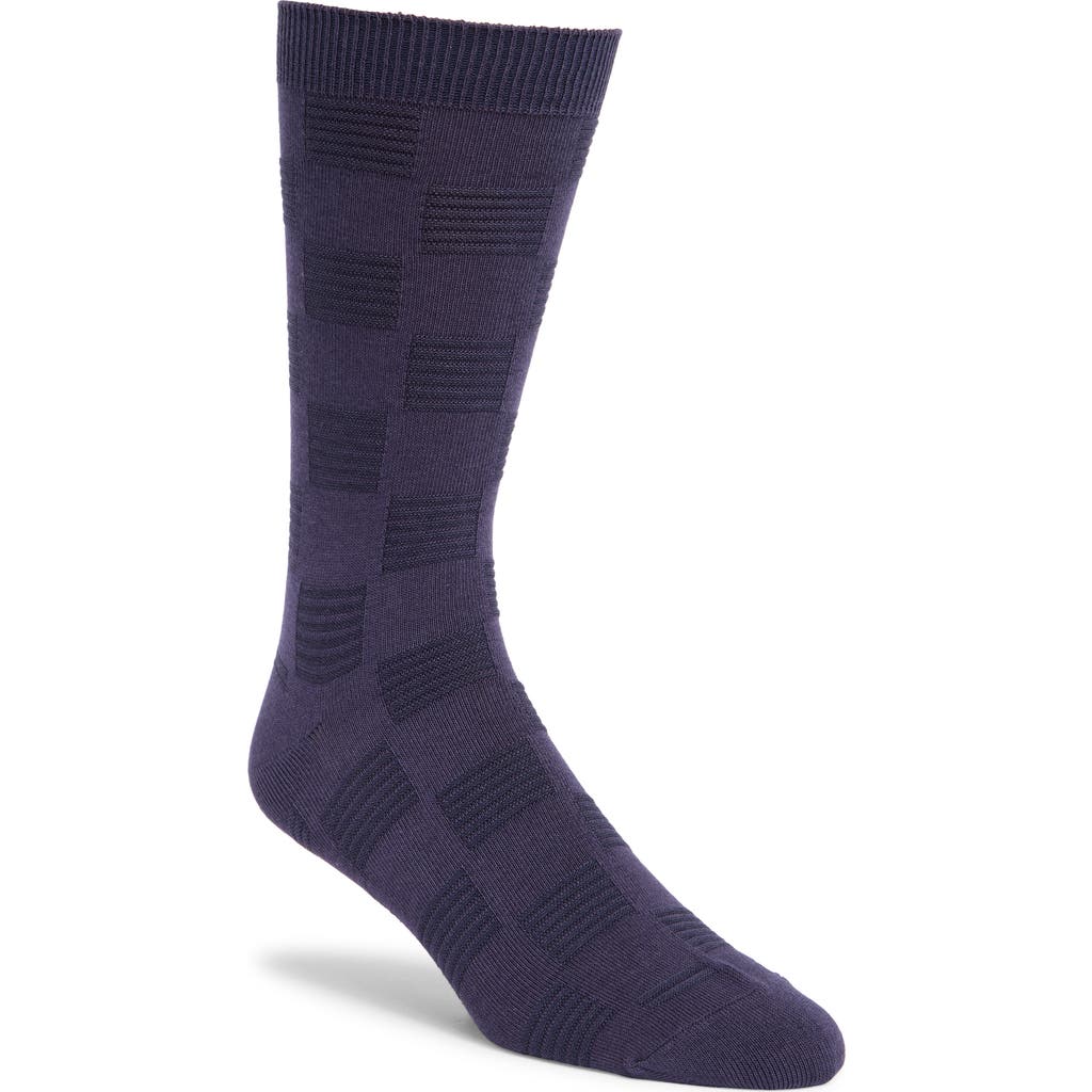 Nordstrom Textured Check Viscose Blend Socks In Navy