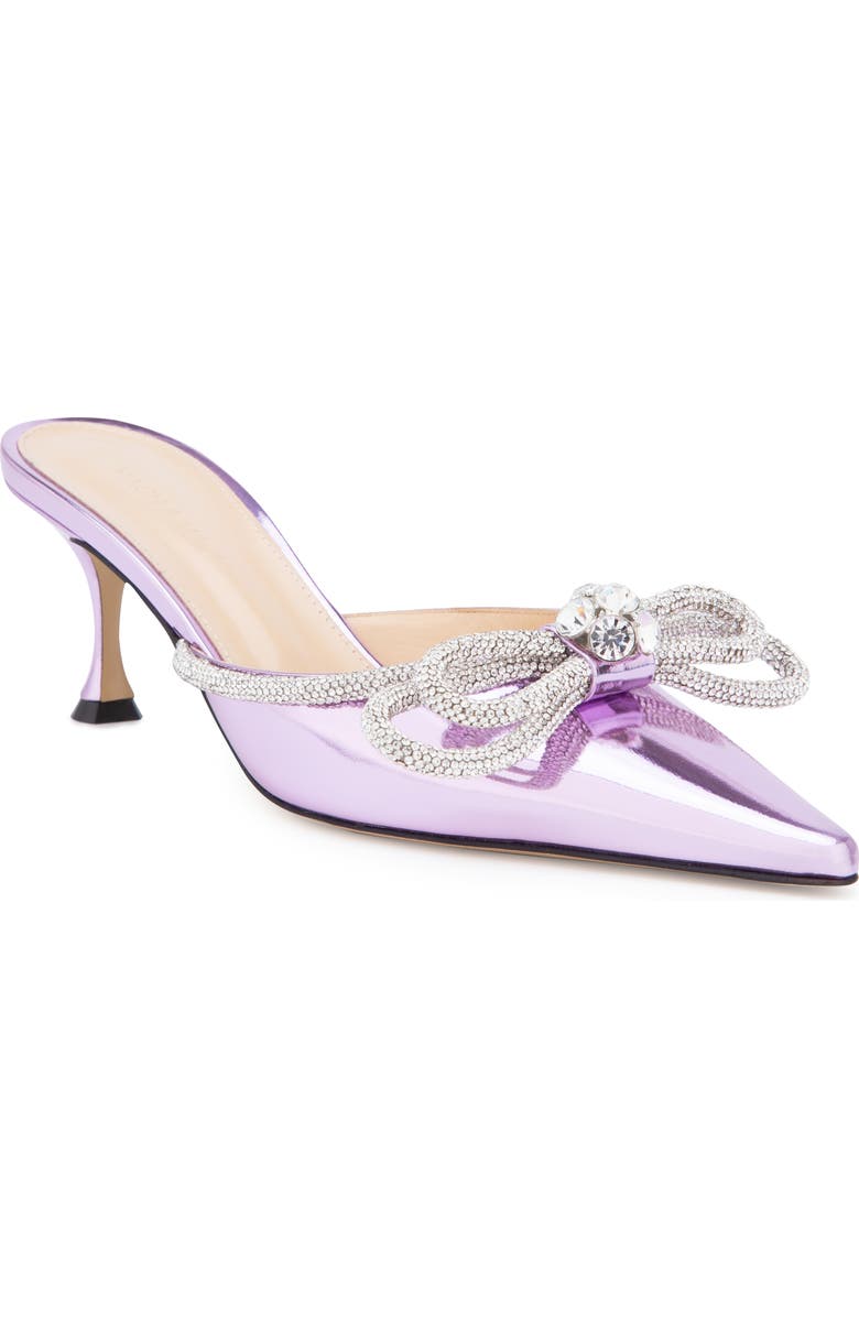 Mach & Mach Crystal Double Bow Pointed Toe Mule, Main, color,