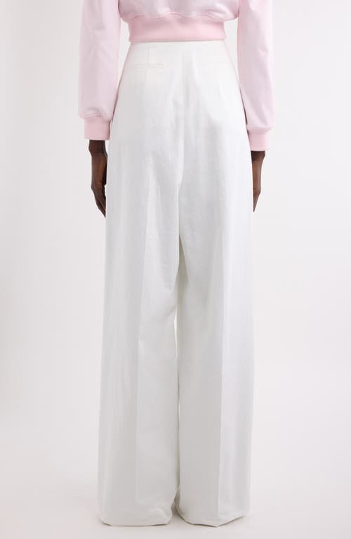 Givenchy Womens White Pleated Two-slip-pockets Wide-leg High-rise Cotton Trousers
