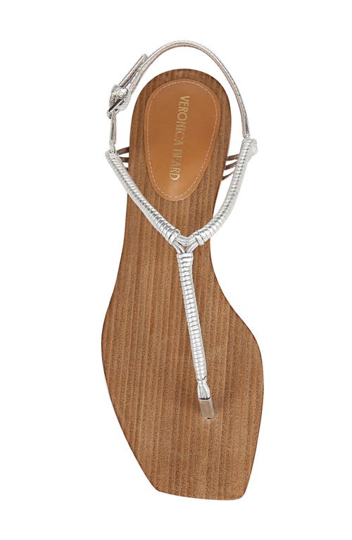 Veronica Beard Amelia T-strap Metallic Sandal In Silver