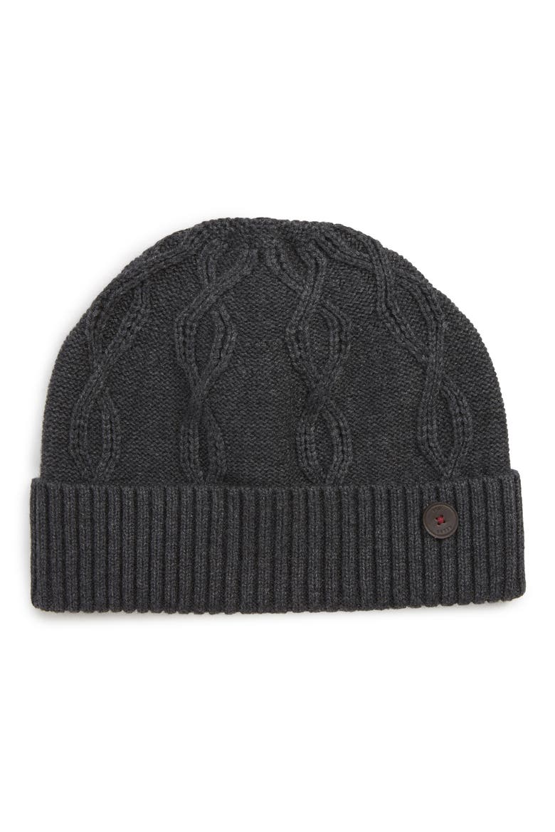 Cable Knit Beanie, Main, color, CHARCOAL