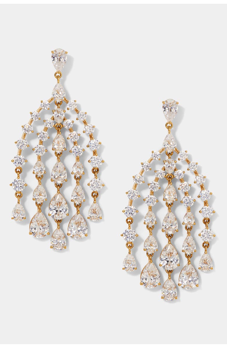Nadri Willow Graduated CZ Drops Waterfall Chandelier Earrings, Main, color, Gold