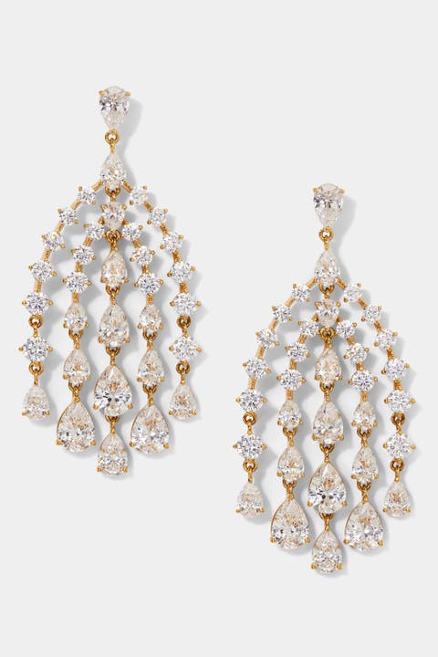 Willow Graduated CZ Drops Waterfall Chandelier Earrings