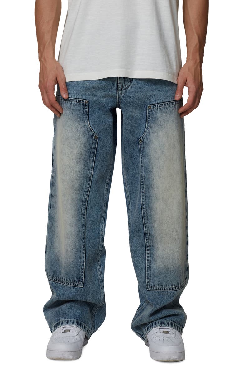 Good For Nothing Straight Leg Double Knee Wash Jeans, Main, color, Blue