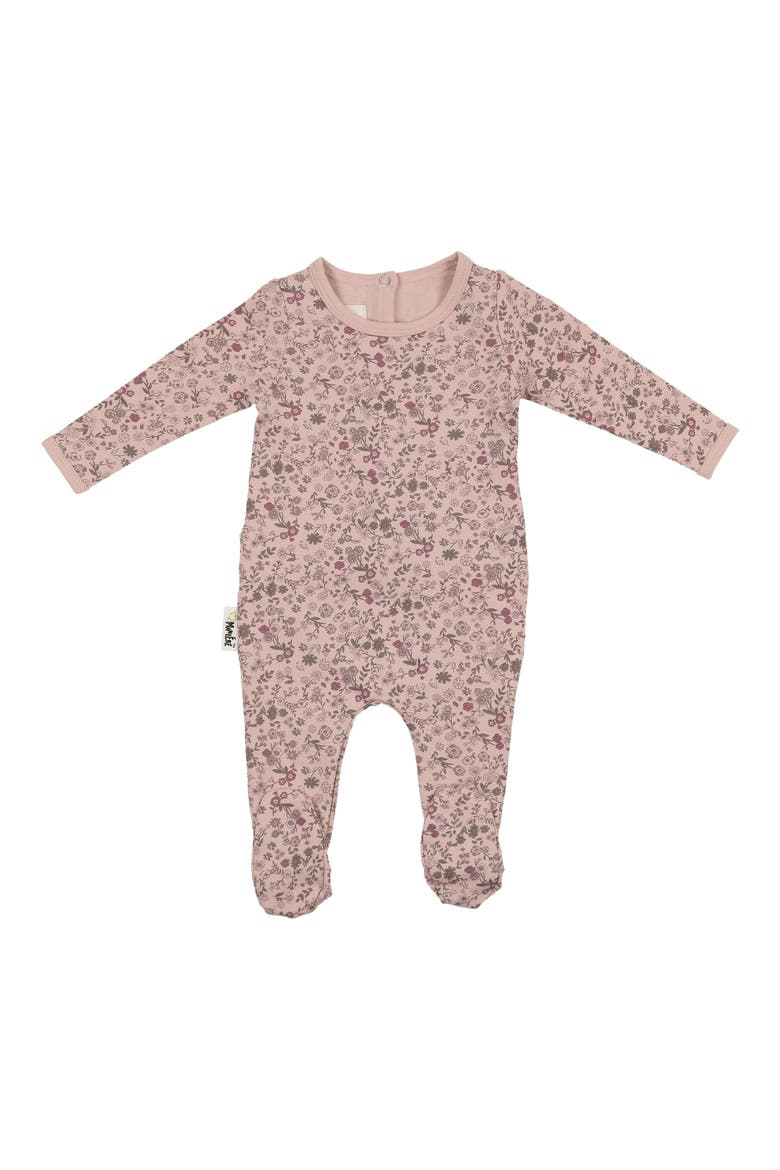 Elegant Floral Stretch Cotton Footie, Main, color, MAUVE