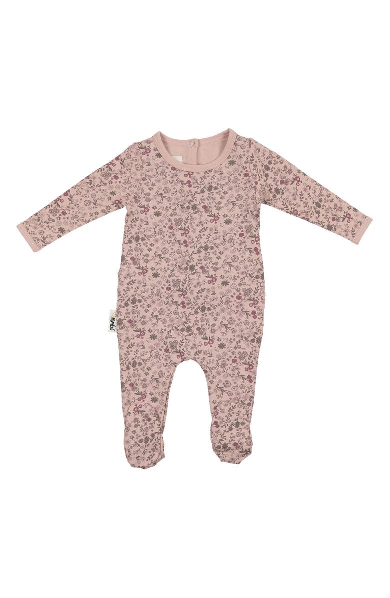 Manière Elegant Floral Cotton Blend Footie, Main, color, Mauve
