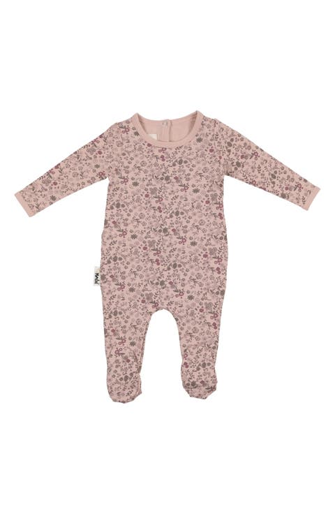 Elegant Floral Cotton Blend Footie (Baby)