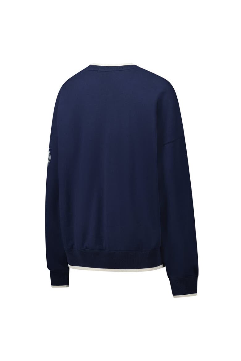 Women's '47  Navy Auburn Tigers Clubhouse Daze Eighties V-Neck Pullover Sweatshirt, Alternate, color, Navy