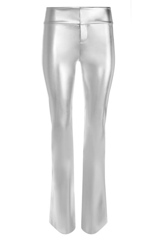 Alice And Olivia Alice + Olivia Olivia Faux Leather Flare Pants In Silver