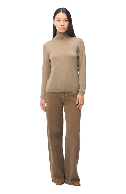 Cashmere Silk Turtleneck Sweater