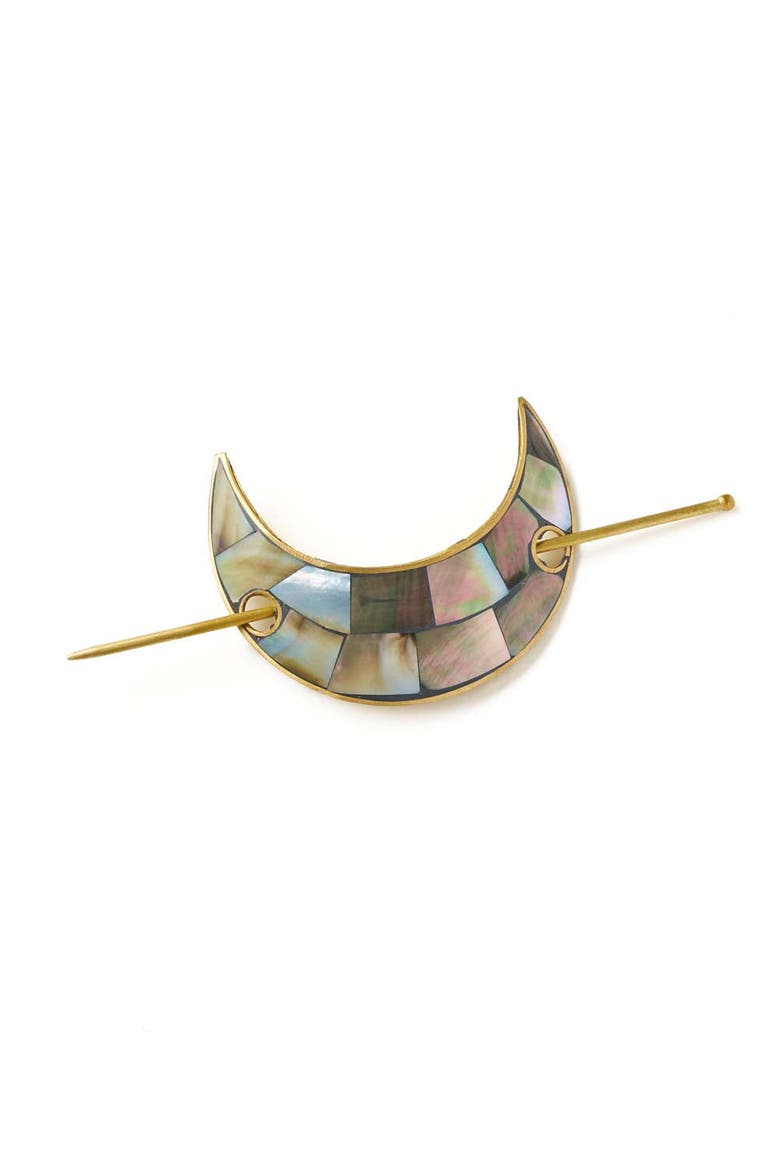 Chandra Crescent Moon Hair Pin with Stick, Main, color, Mother of Pearl