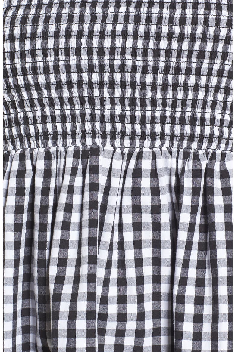 Ruffle Sleeve Off the Shoulder Top, Alternate, color, BLACK LEXI GINGHAM