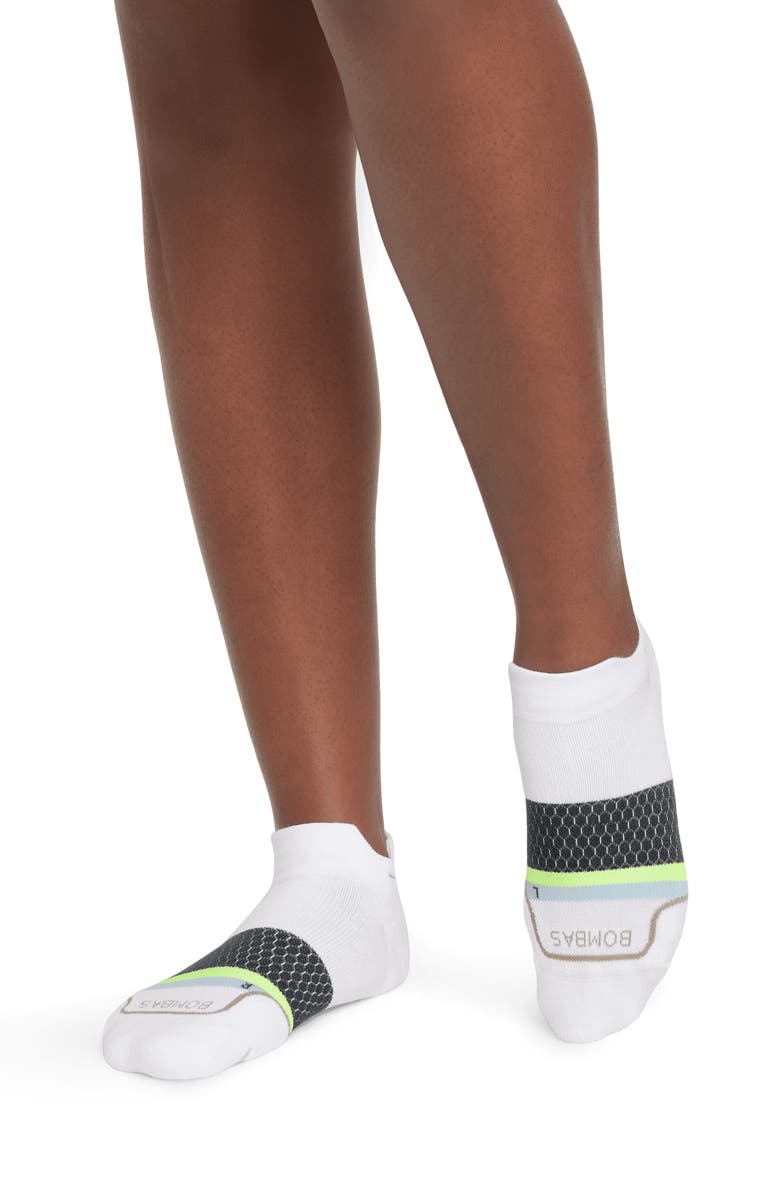 Bombas Stripe Running Ankle Socks, Alternate, color, White
