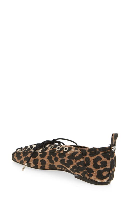Shop Ganni Ghillie Ballerina Flat In Leopard