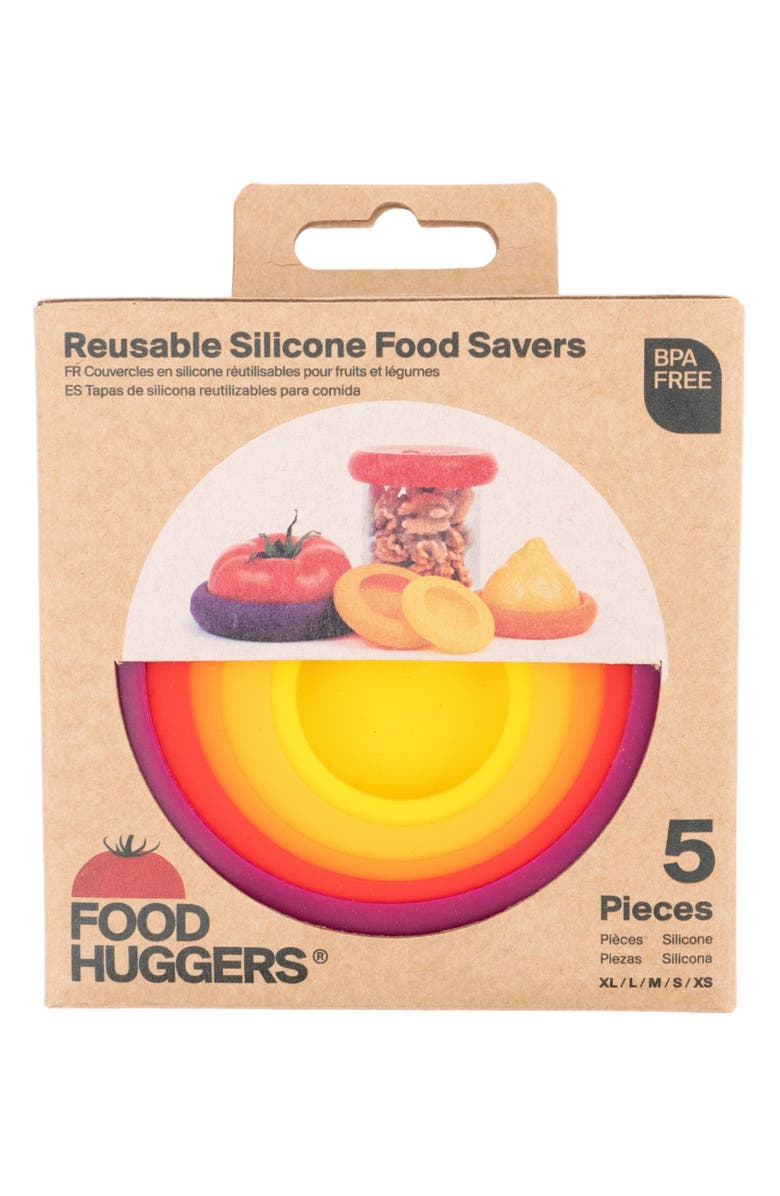 Food Huggers Set of 5 Assorted Silicone Food Savers, Alternate, color, Autumn Harvest