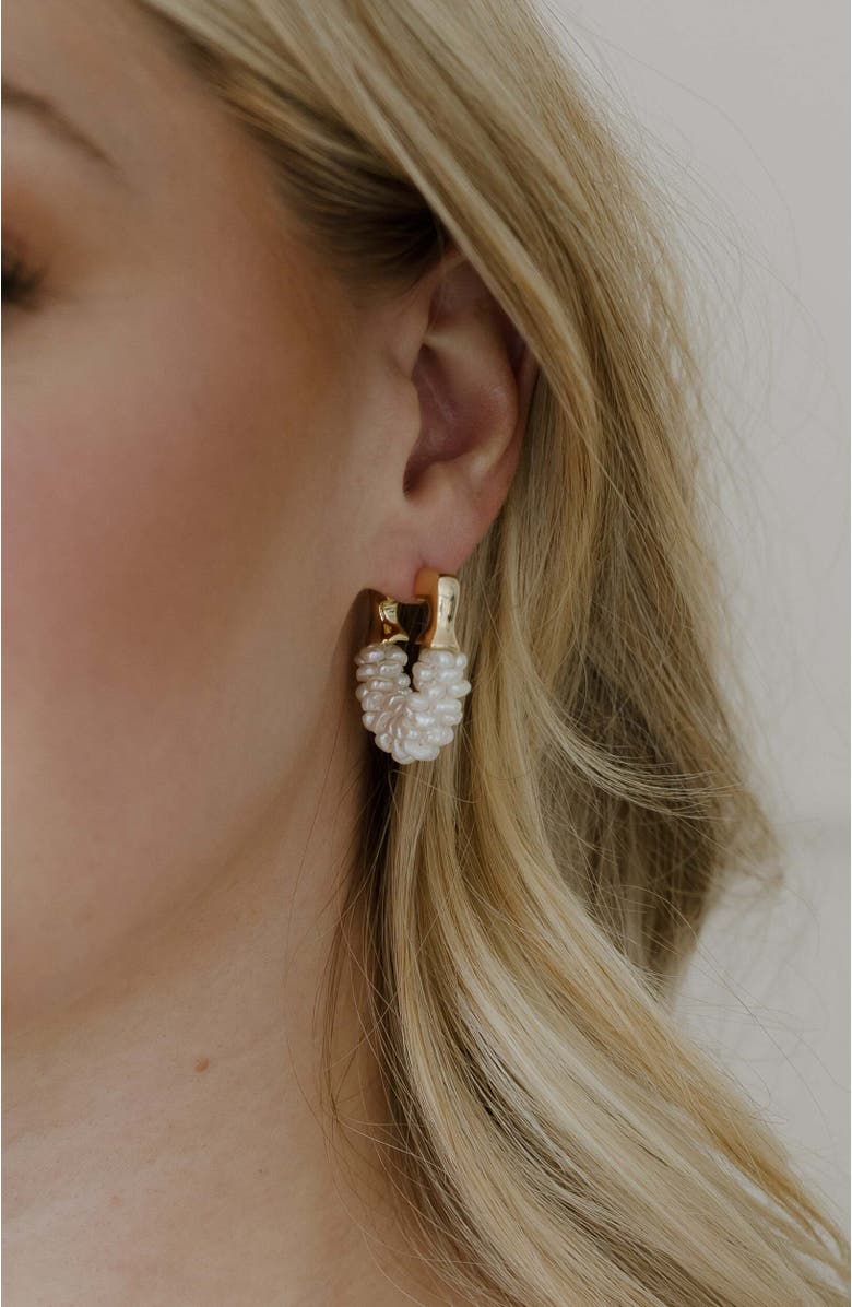 Untamed Petals Chateau Pearl Hoops, Alternate, color, 