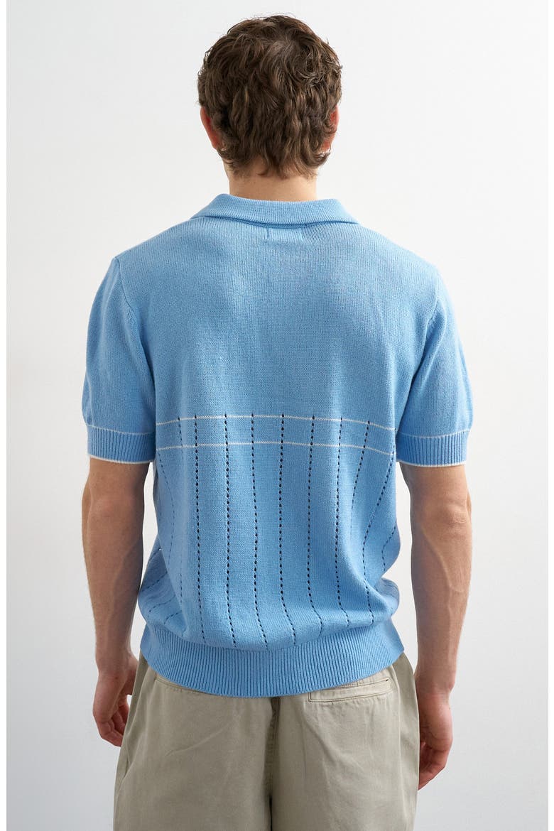 Pointelle Knit Polo, Alternate, color, LBLUE