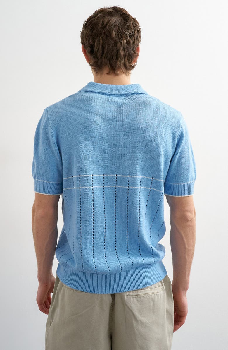 Topman Pointelle Knit Polo, Alternate, color, Lblue