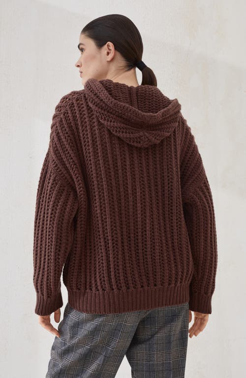 Brunello Cucinelli Ribbed Openwork Cardigan In Brown