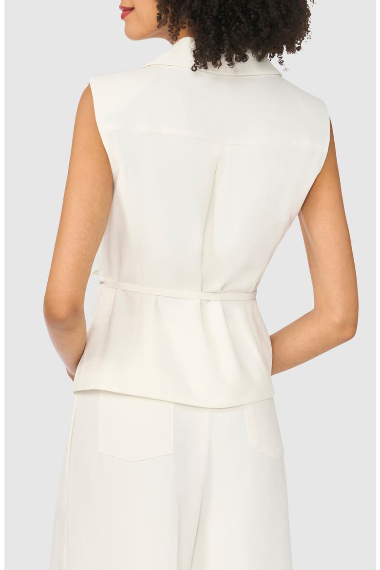 Notch Collar Sleeveless Tie Waist Top, Alternate, color, EGRET