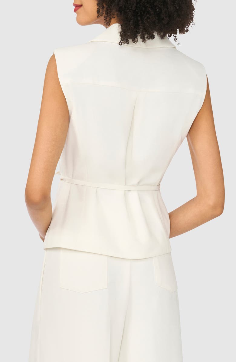 Ted Baker Notch Collar Sleeveless Tie Waist Top, Alternate, color, Egret