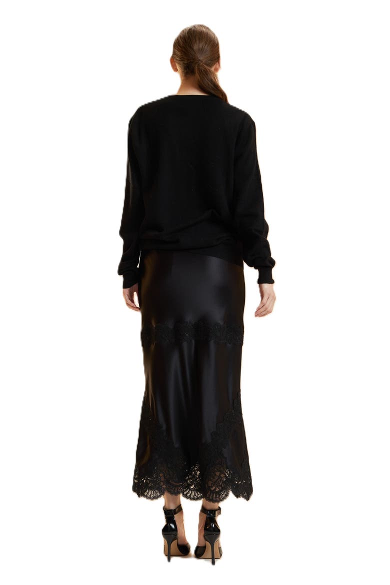 Satin Lace Skirt, Main, color, Black