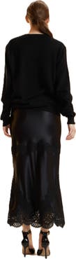 Cynthia Rowley Satin Lace Skirt