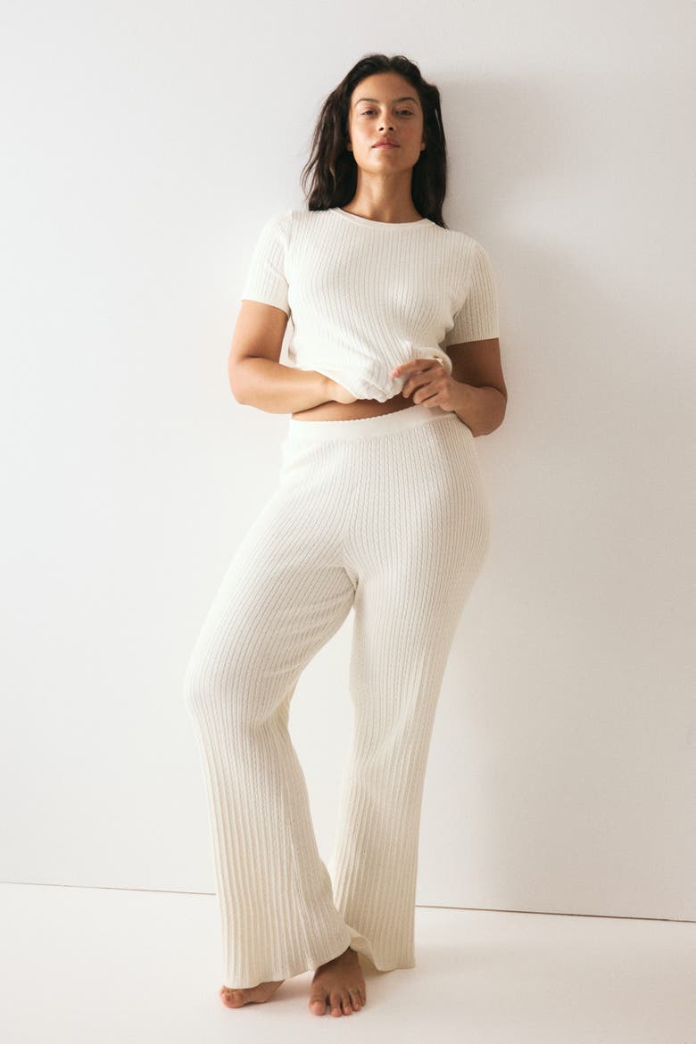 Cable-knit Trousers, Alternate, color, Cream