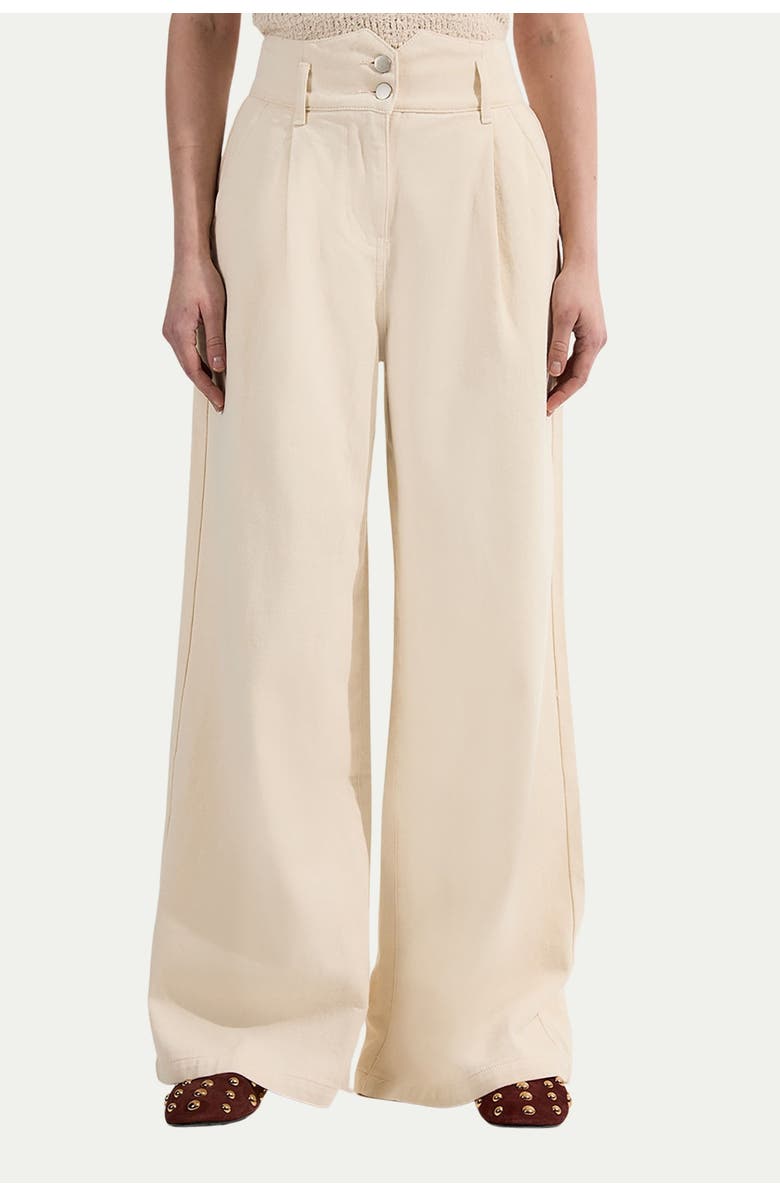 Karen Millen High Waisted Denim Wide Leg Jeans, Alternate, color, Cream