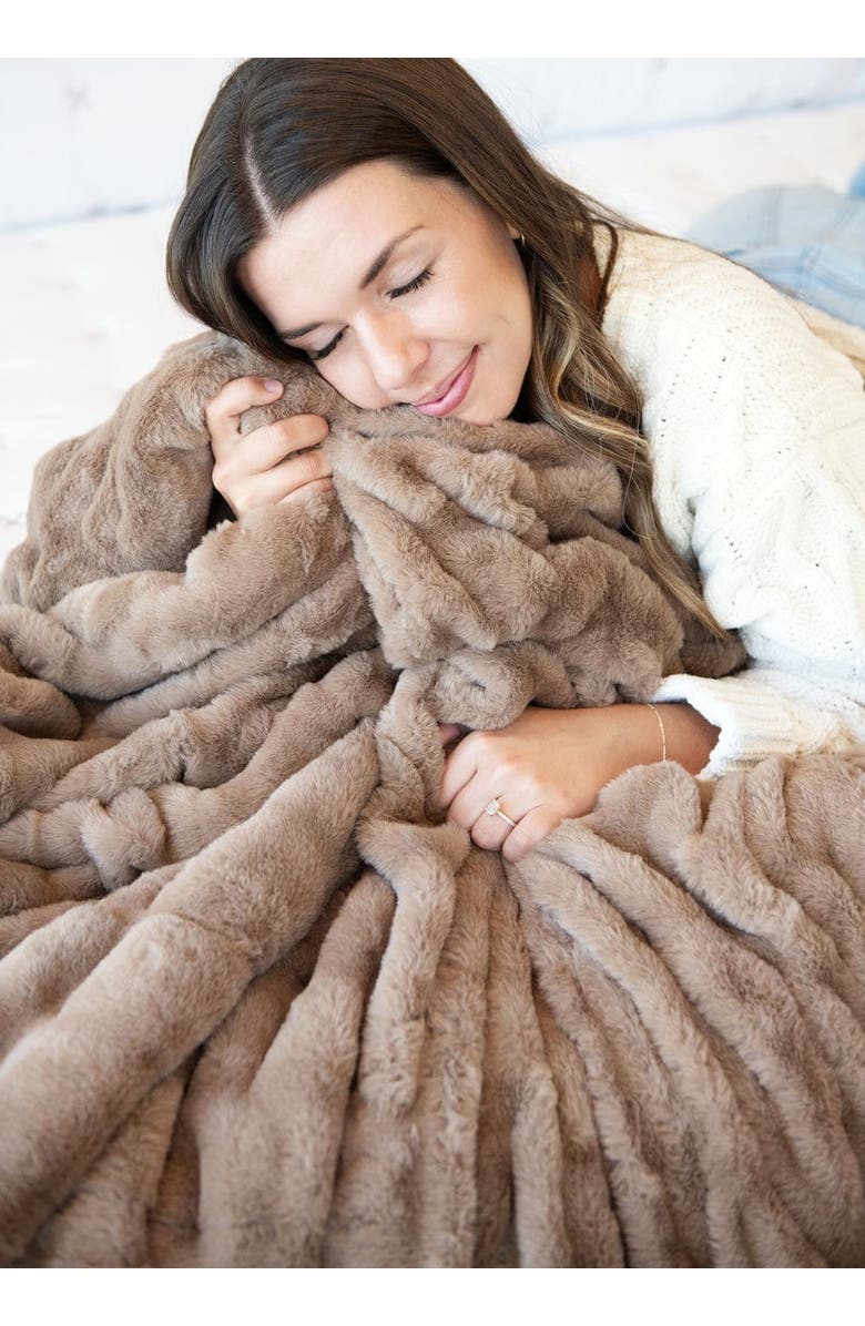Minky Couture Hugs Milk Chocolate Blanket, Main, color, Brown
