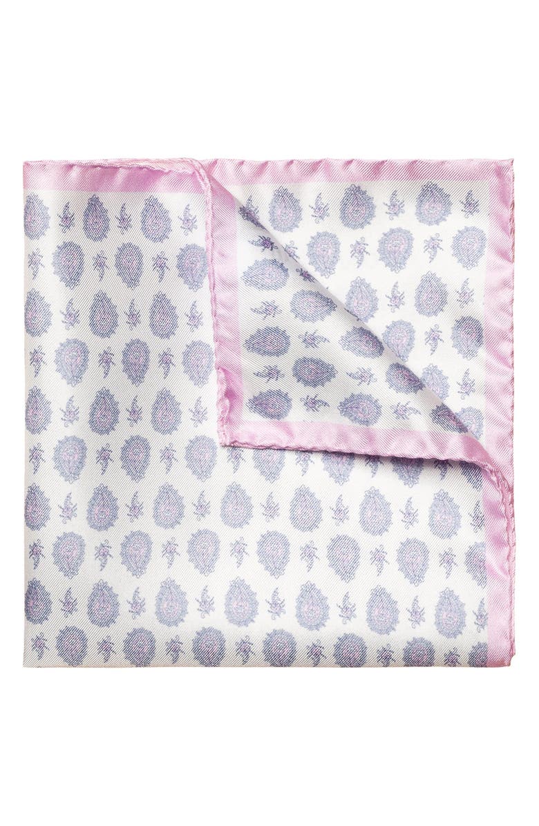 Eton Paisley Silk Pocket Square, Main, color,