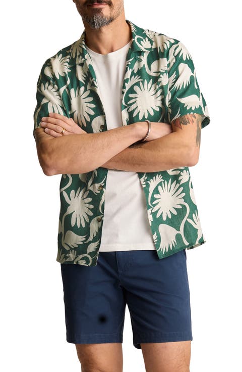 Resort Riviera Floral Linen Camp Shirt