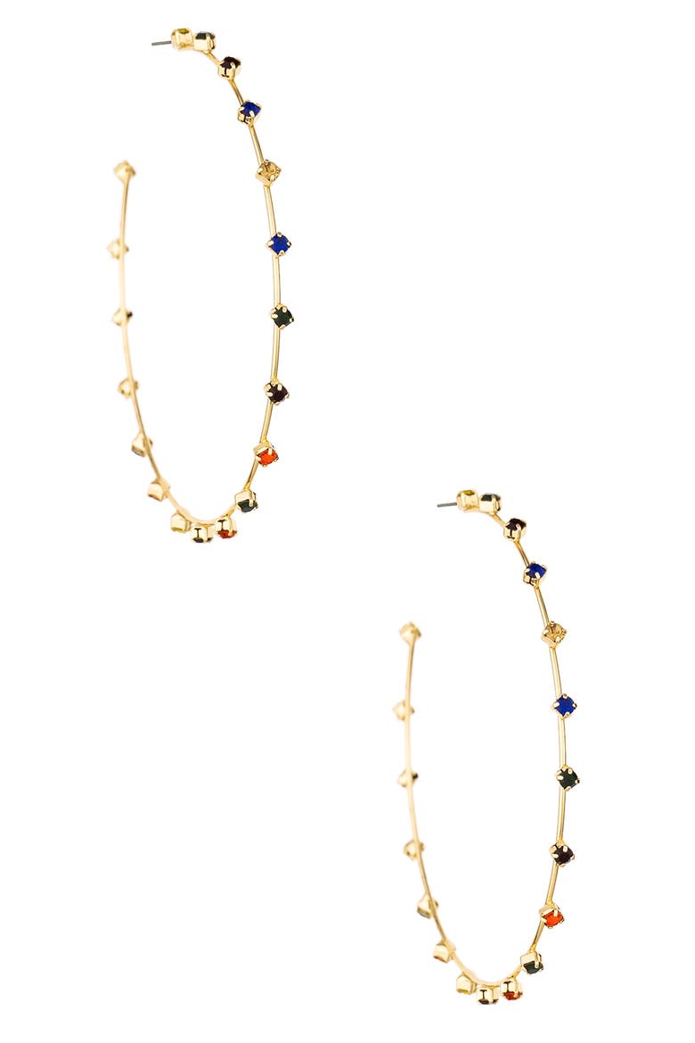 Rainbow Crystal Hoop Earrings, Alternate, color, GOLD