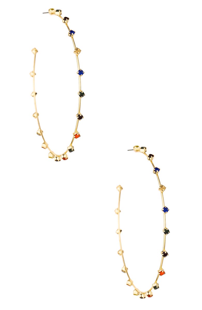 Ettika Rainbow Crystal Hoop Earrings, Alternate, color, 