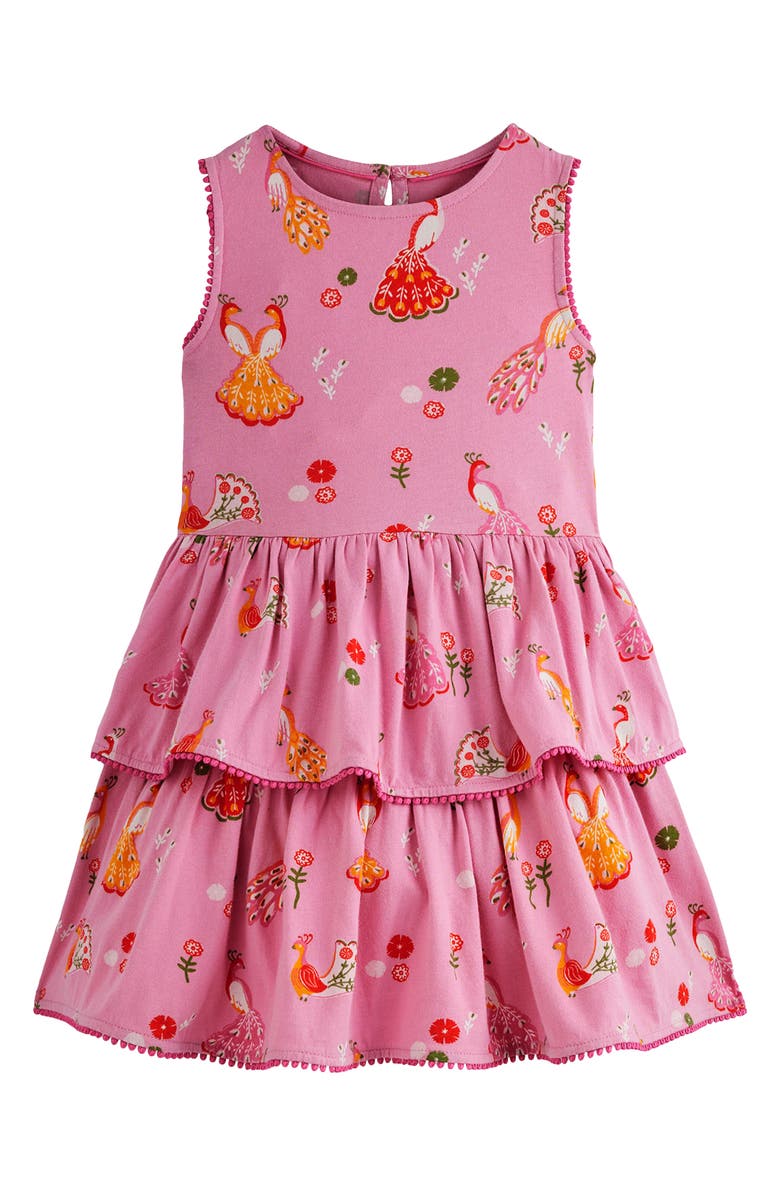 Mini Boden Kids' Tiered Jersey Sundress, Main, color, Peacock