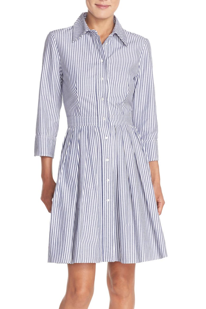 Stripe Cotton Shirtdress, Main, color, BLUE/ IVORY