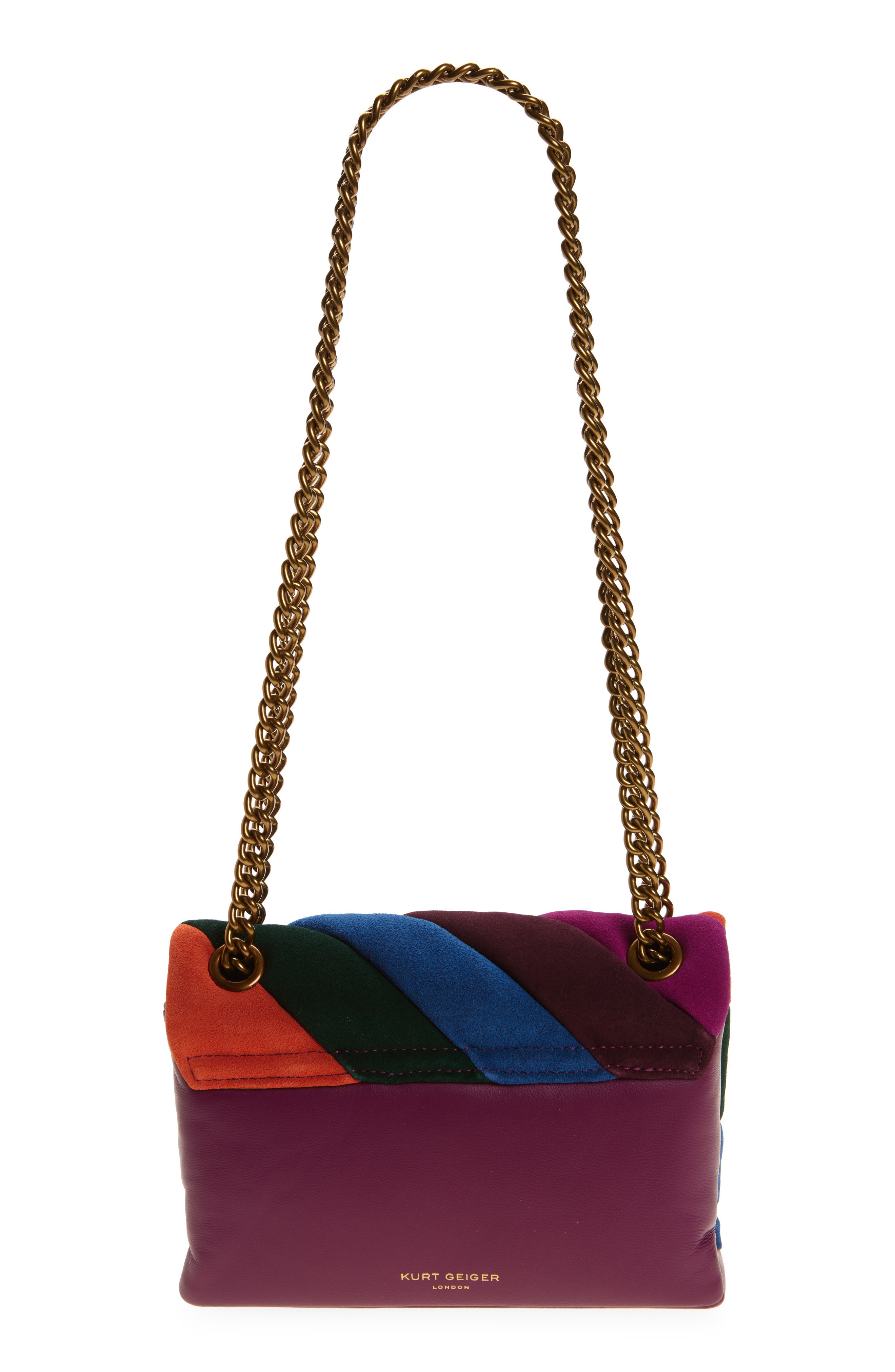 Kurt Geiger London Mini Soho Quilted Leather Shoulder Bag, Alternate, color, Purple Multi