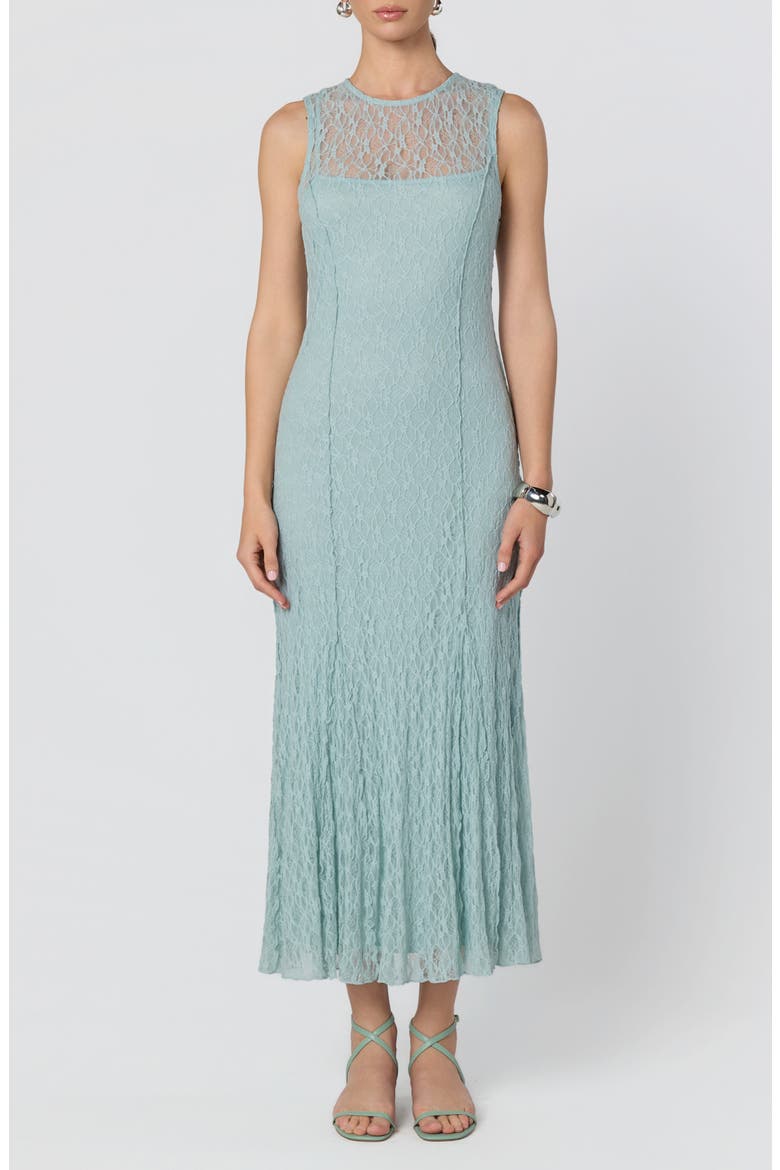 Annabella Lace Overlay Midi Dress, Main, color, SEAFOAM